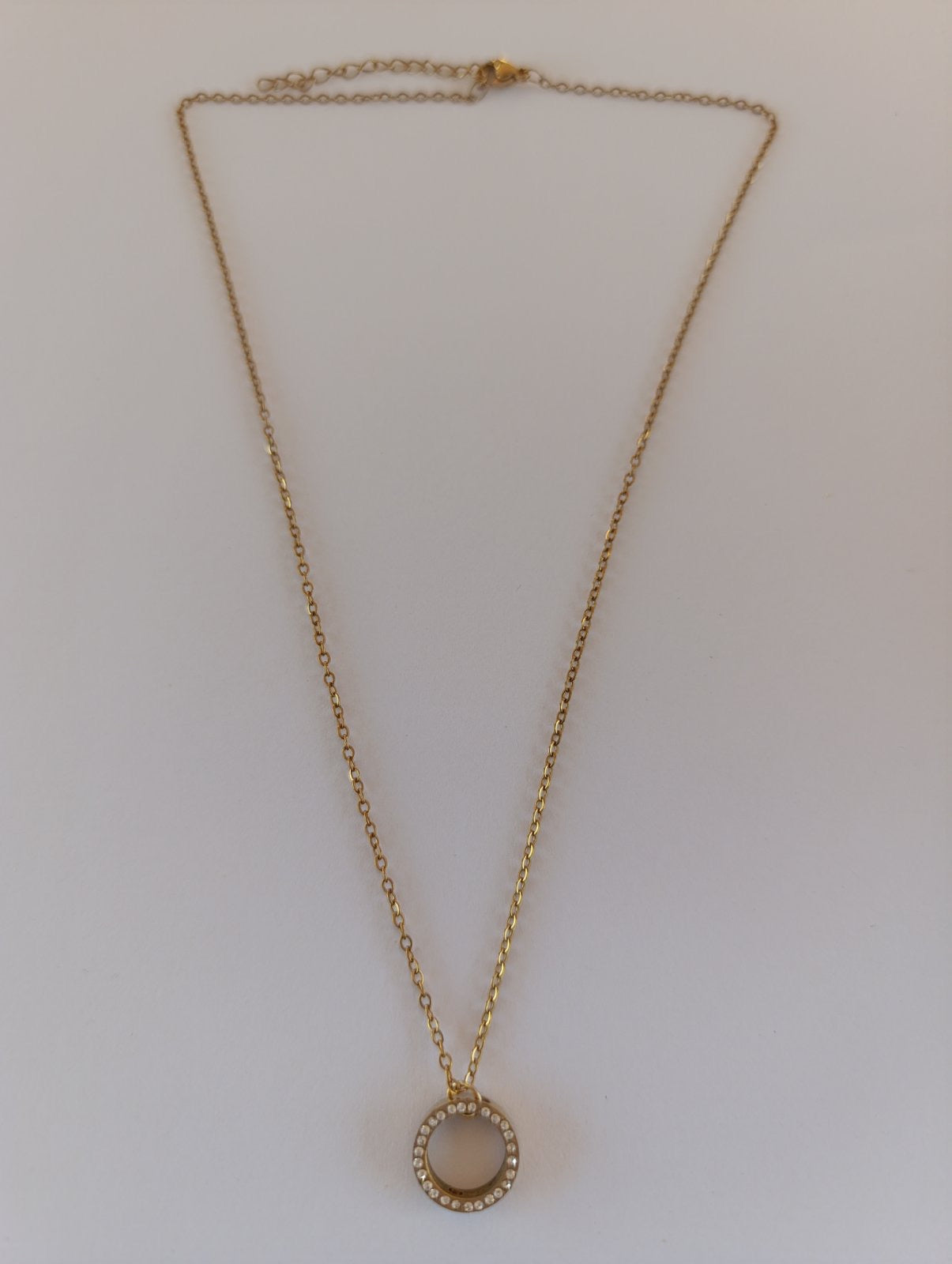 Rhinestone Circle Gold Necklace