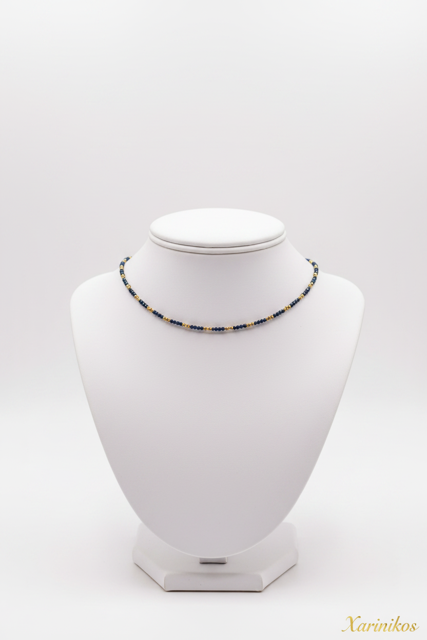 Midnight Blue Crystal Choker on jewelry display