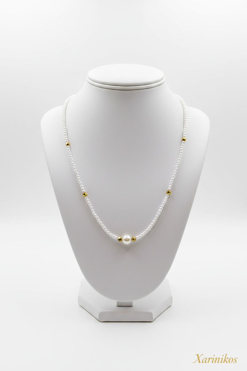 Ocean Pearl Necklace on jewelry display stand