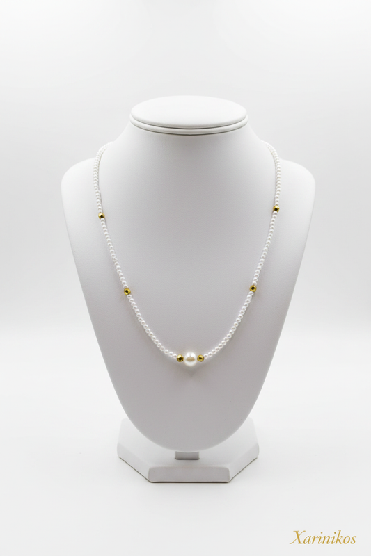 Ocean Pearl Necklace on jewelry display stand