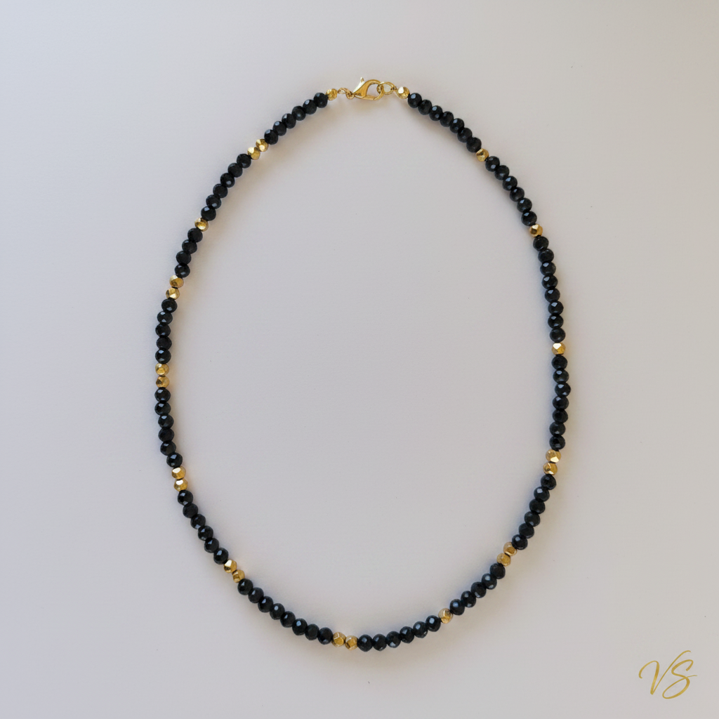 Midnight Gold Beaded Necklace κυκλικό
