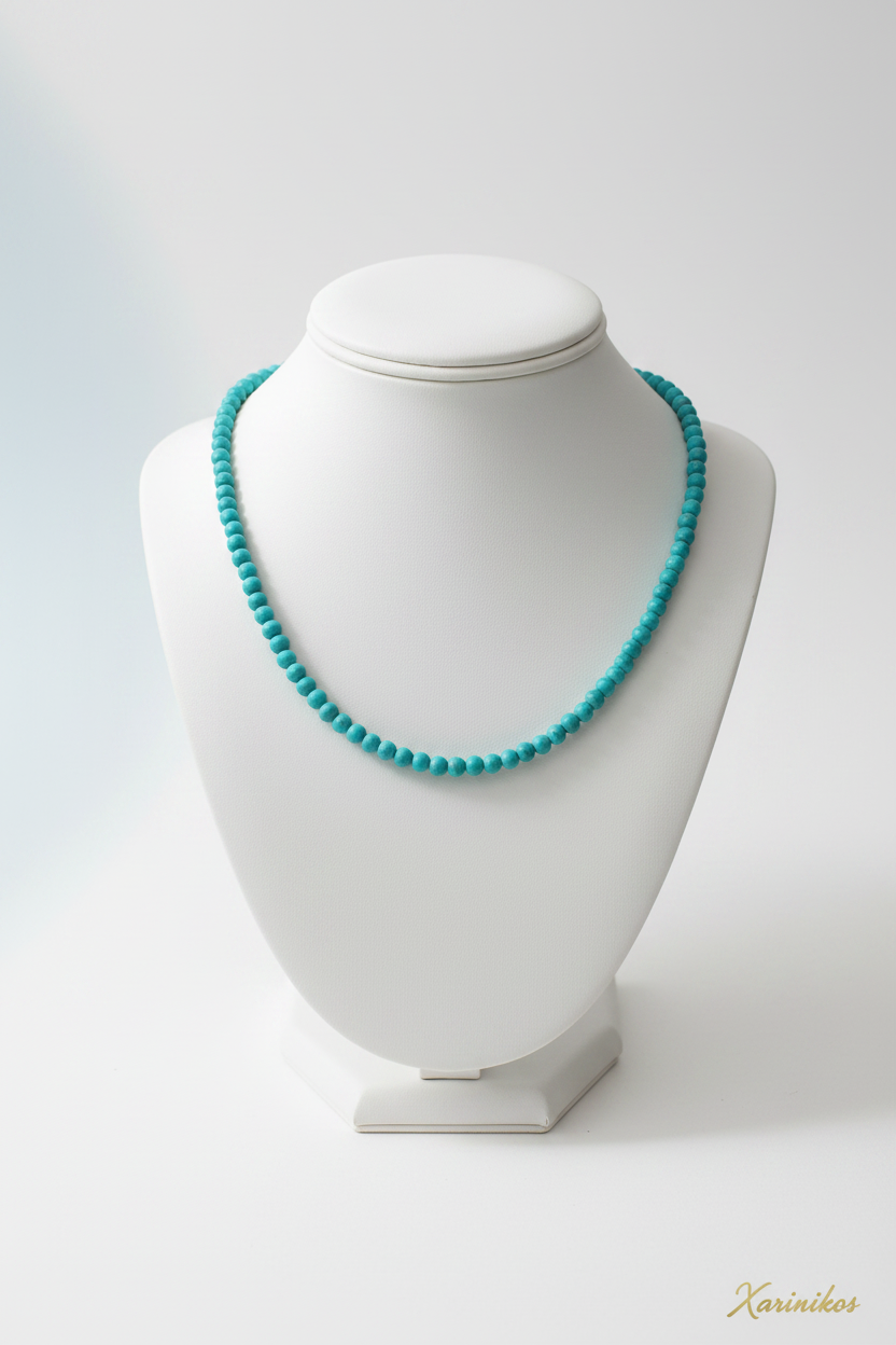 Turquoise Beaded Necklace on display