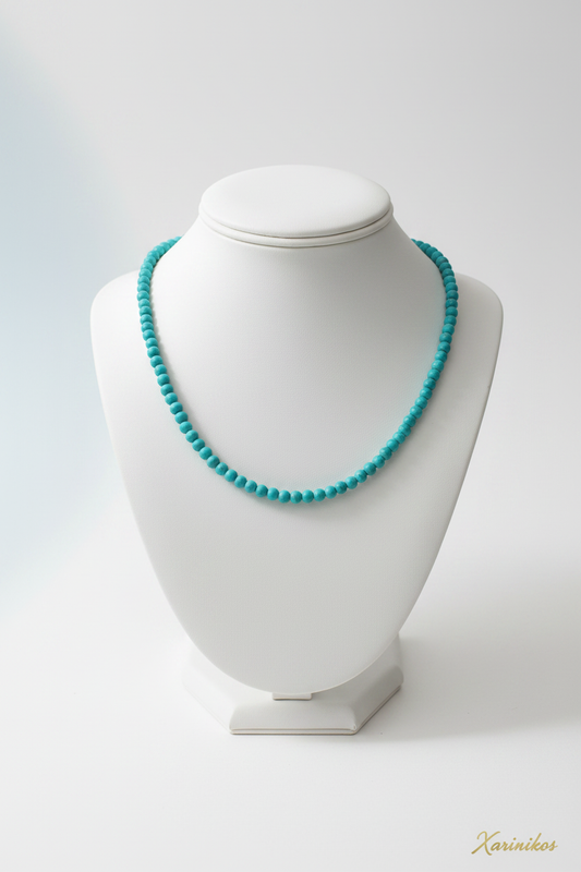 Turquoise Beaded Necklace on display